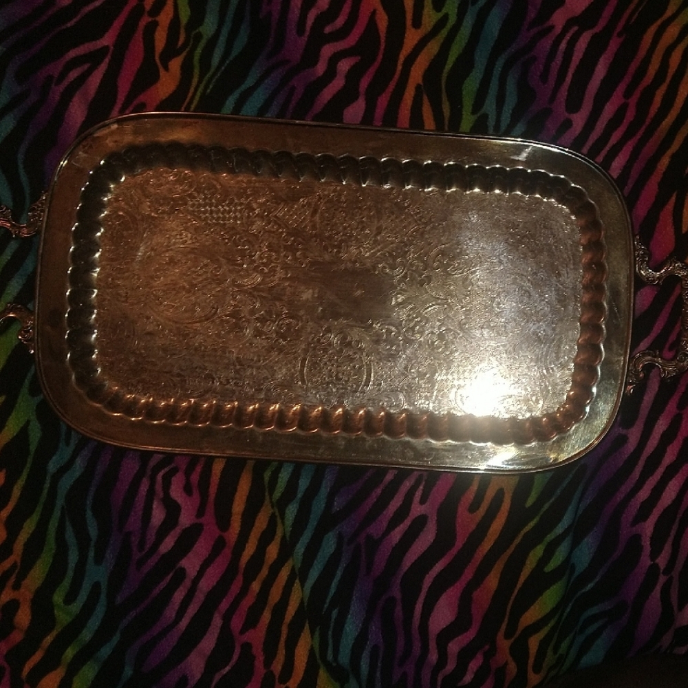 Elegant Rectangular Silver Serving Tray